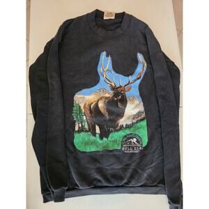 Vintage Bull Elk Sweatshirt 90s National Wildlife Federation Crewneck - Size L